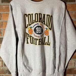 Colorado Buffaloes Sweatshirt Crewneck Pullover Orange Bowl 1990 Heather